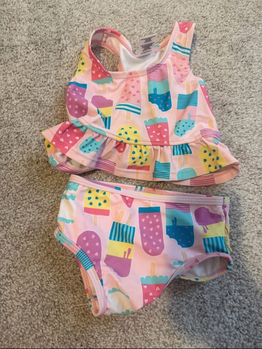 Ruffle Butts Pink Popsicle Print Two-Piece Swim Set